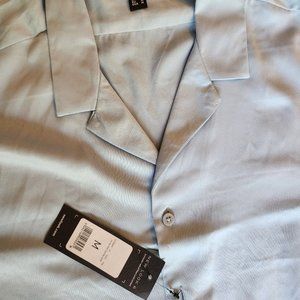 Light Blue New Look Men's Satin Oversized Short-Sleeved Shirt
